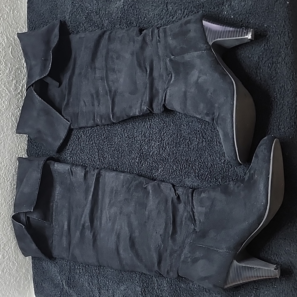 Above the knee black suede boots size 10
